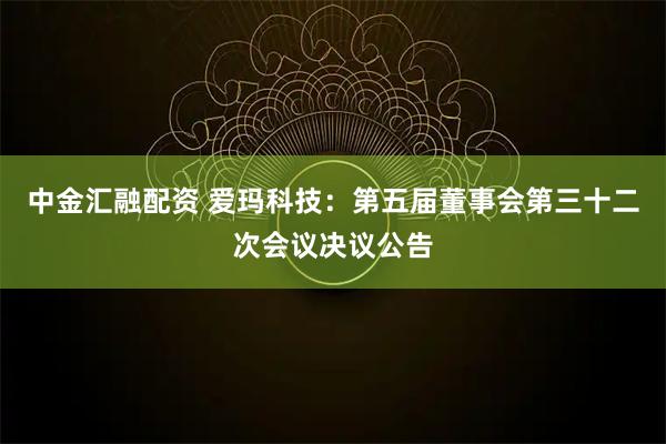 中金汇融配资 爱玛科技：第五届董事会第三十二次会议决议公告